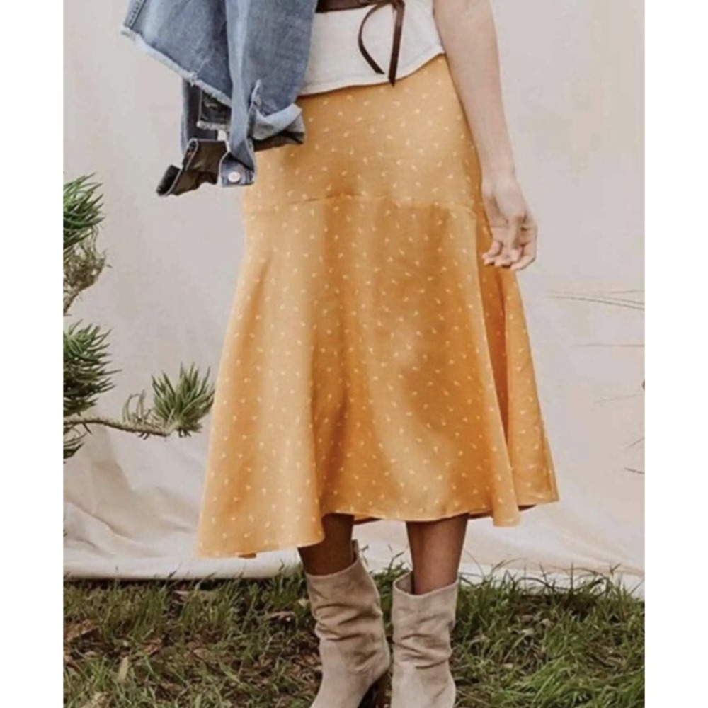 Matilda Jane Good Hart Women's Midtown Midi Skirt Size Small yellow New